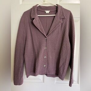 Plum 100% Cotton Textured Button-Up Jacket